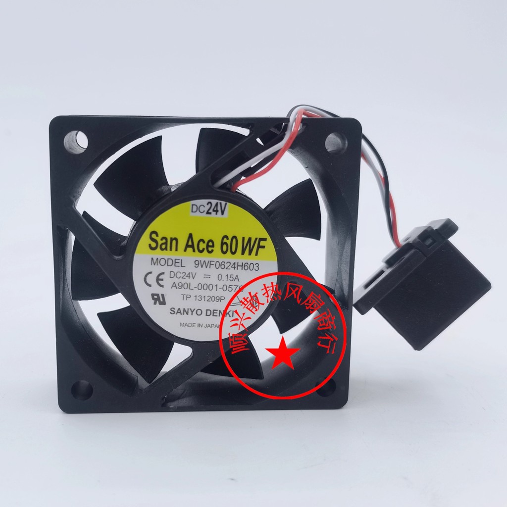 Mới Sanyo 9WF0624H603 DC24V 0.15A 6020 3 Dây Fenaco Cắm Quạt Làm Mát