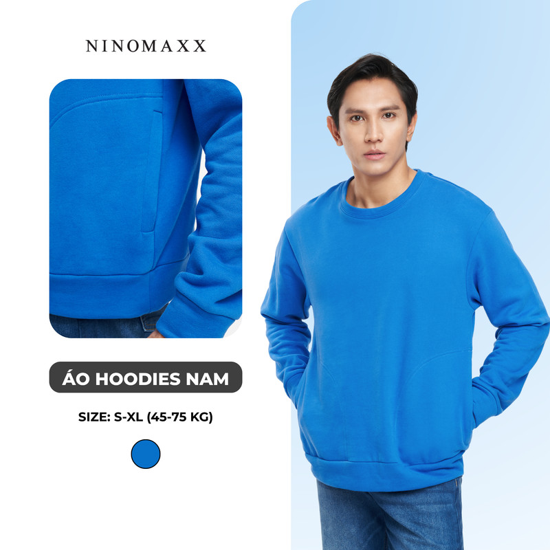 NINOMAXX Áo Hoodies Nam Tay Dài Cổ Tròn 2308005
