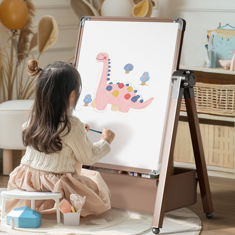 Children's Magnetic Double-Sided Erasable Drawing Board with Manual Stand for Home Use, Double-Sided