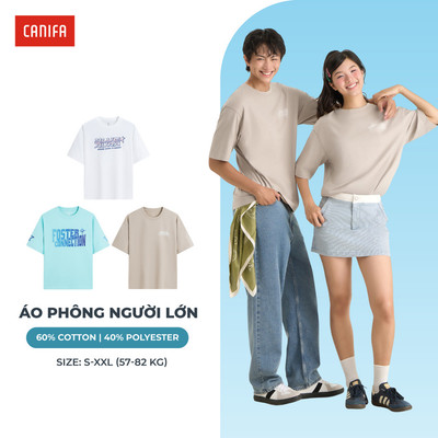 Áo phông unisex người lớn CANIFA oversize có hình in 5TS26S008
