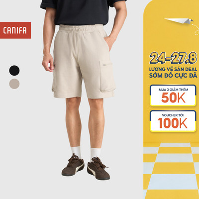 Quần short nam CANIFA ống rộng chất liệu mềm thoáng khí có túi hộp dáng suông 8BS26C002