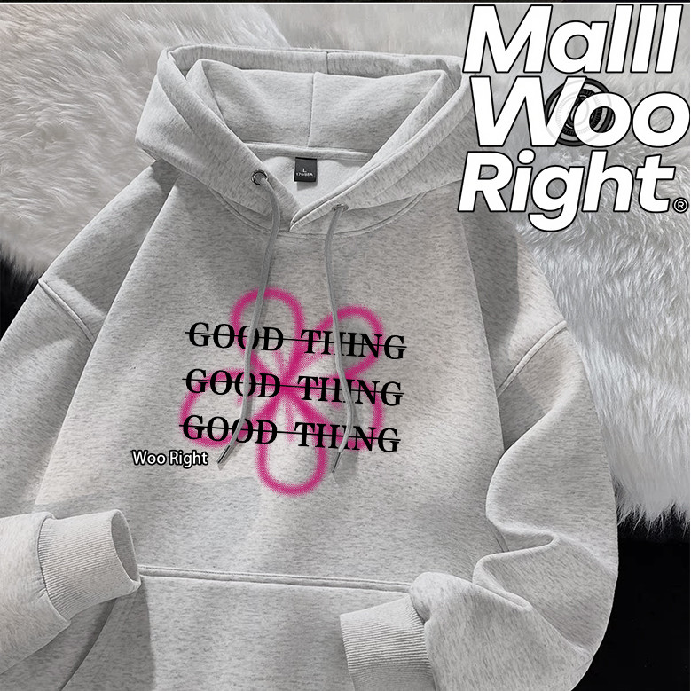 COD Woo Right Áo Hoodie nam màu xám nhạt Wright in trên ngực trái thoải mái khi mặc dễ dàng
