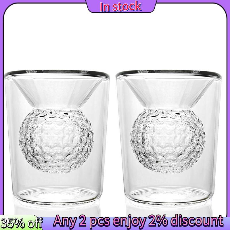 Còn hàng-Golf Ball Shot Glass Set 2 Oz Hai lớp Borosilicate Whisky Shot Glass