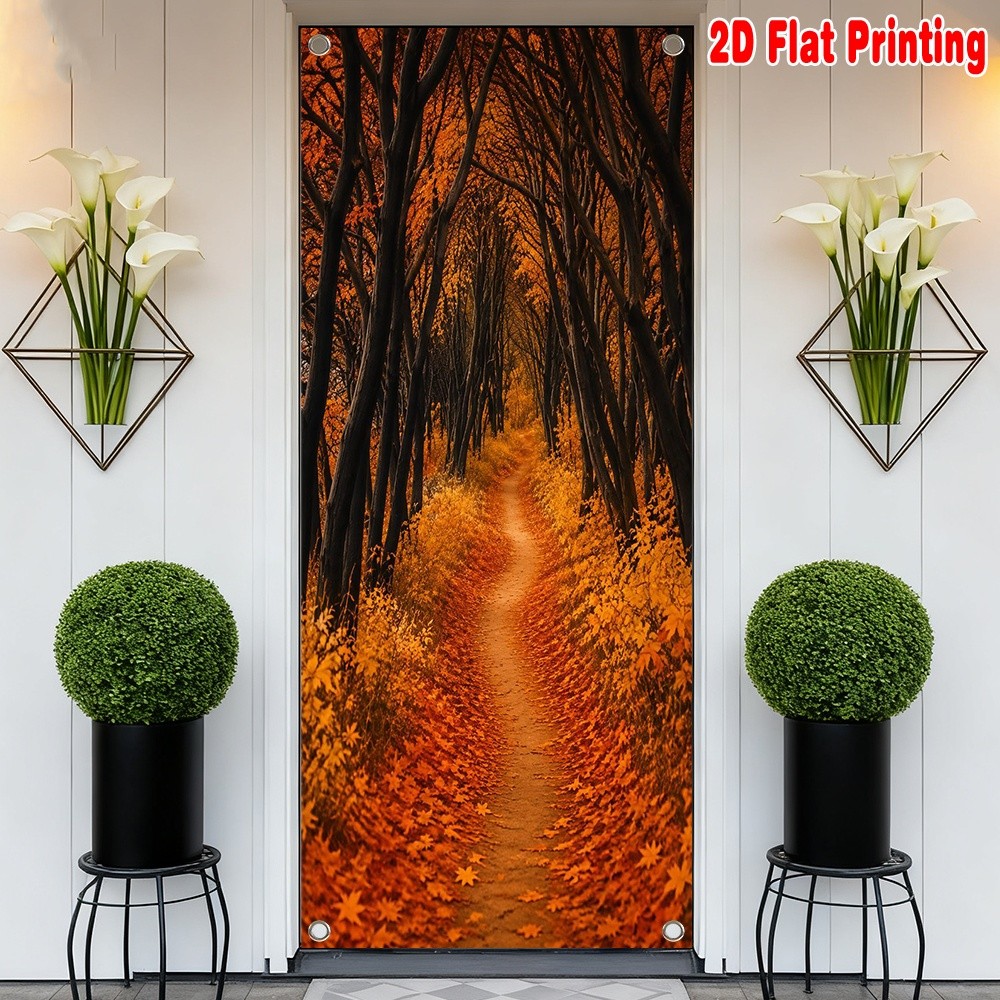 1 Cái 2D Cửa Bằng banner Nắp Cửa Thu Lá Bao Da Con Đường Polyester Không Điện Sinh Nhật Sử Dụng Cho 