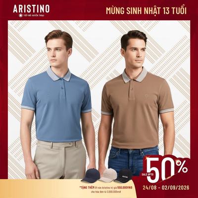 Áo Elite Polo Nam Ngắn Tay Xanh Tím Than Aristino Regular Fit Cotton Organic APS165S3EC