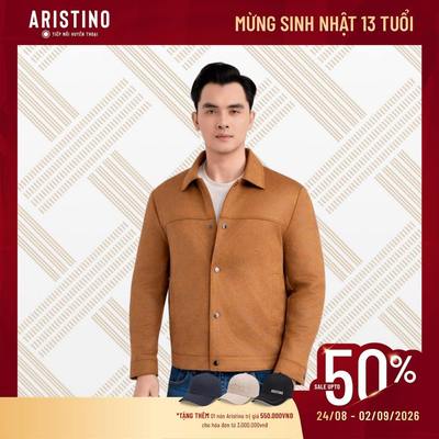 Áo khoác da lộn Aristino màu nâu tây thời thượng nam tính chuẩn phong cách quý ông AJK607EDP01
