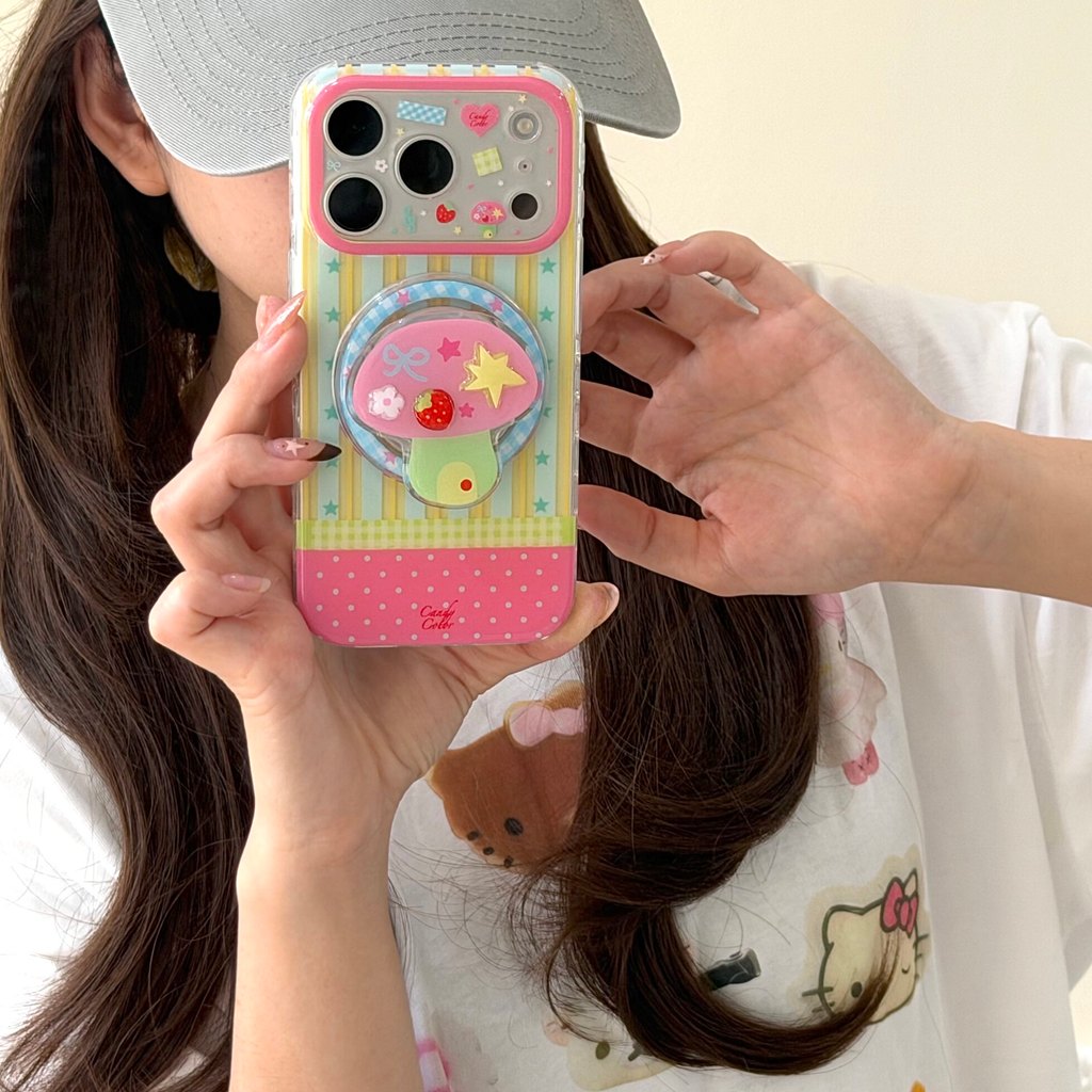 A Shop That Won 't Va Chạm Vỏ Ngôi Sao Mùa Hè Vỏ Điện Thoại Nấm Sọc Đỏ Nhiều Màu Sắc Thích Hợp Cho A