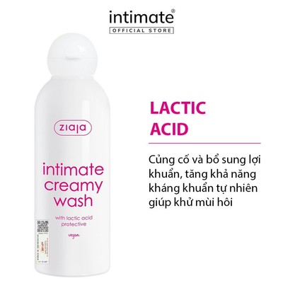 (LS) Dung Dịch Vệ Sinh Intimate With Lactic Acid ZIAJA Giúp Khử Mùi Hôi, Củng Cố Lợi Khuẩn 200ml