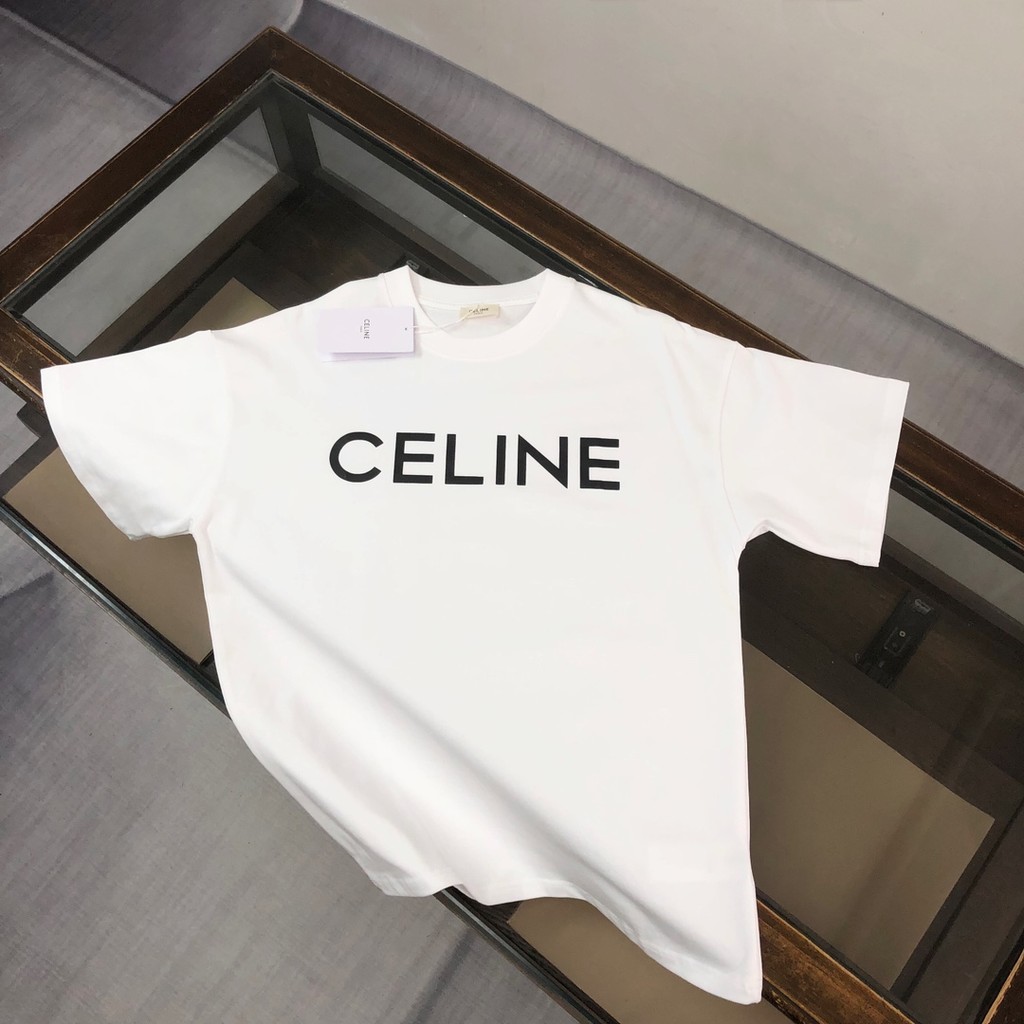 CELINE CELINE Nam Nữ Plus Kích Thước Tay Ngắn Phong Cách Cặp Đôi In Chữ Top Mùa Hè Mùa Xuân Thời Tra