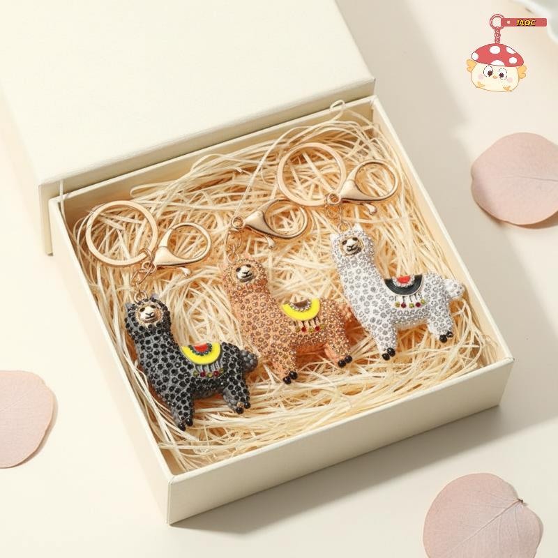 [IAQC] Kim cương giả Alpaca Llama Móc khóa Tôm hùm Mặt dây chuyền pha lê dễ thương Quà tặng sưu tập 