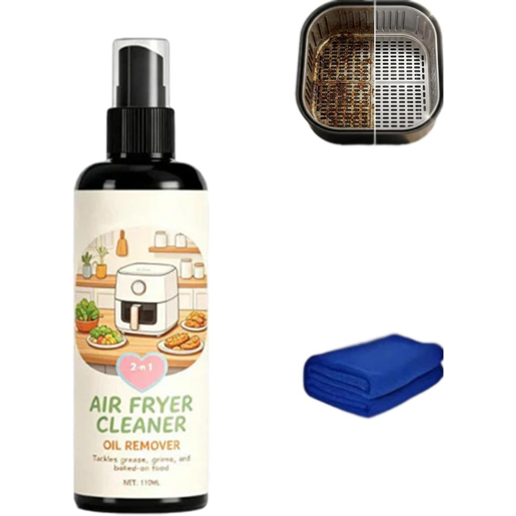 2 trong 1AirFryerCleanerandDegreaserSpray, InstantlyDissolvesBaked-OnGrease, SafeforNon-stickCoating
