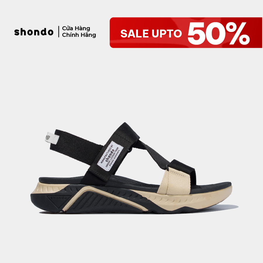 Giày Sandal Nam Nữ SHONDO F7R Êm Nhẹ Mang Đi Học Đi Chơi Màu Đen Be F7R1125