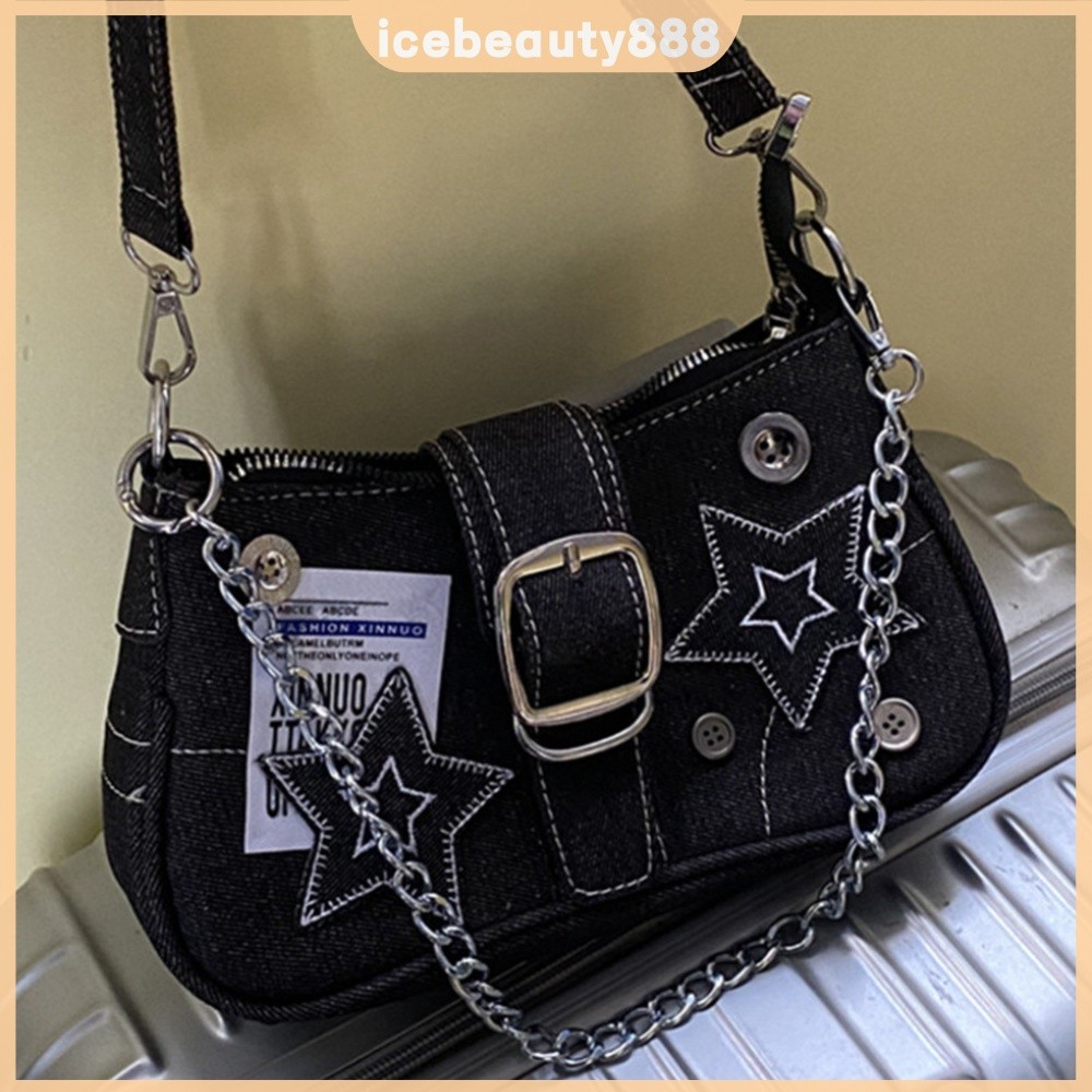 Túi đeo vai nữ thời trang Y2K Star Denim Túi đeo nách Túi đi lại đơn giản [icebeauty888.vn]