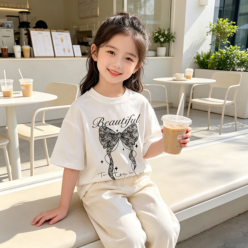 【 Áo thun nữ in hình hoạt hình 】 AIMKAIS Mùa hè 2-14y Big Children Baby Tees Kids Boys Girls Quần áo Unisex tay ngắn Hàn Quốc Áo rộng rãi