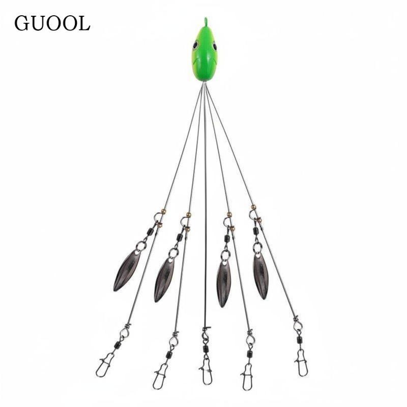GOOOL Fishing Rig 18g Mồi Ô Năm Cánh Tay Có Thìa Phản Quang Cho Bass Ánh Sáng Thấp Và Cá Ăn Thịt