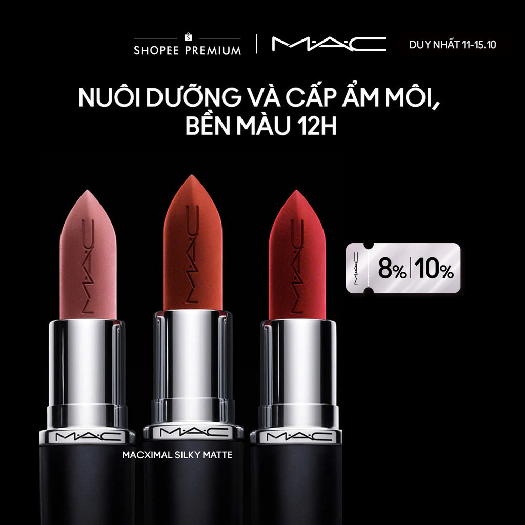 Son thỏi nhung lì MAC MACximal Silky Matte Lipstick Son thỏi bán chạy, hiệu ứng mịn lì, bền màu suốt 12H