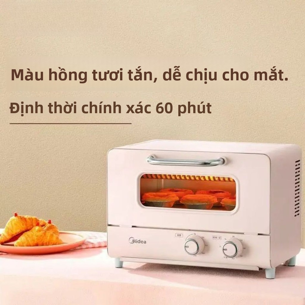 Lò nướng mini gia dụng Midea Ống thạch anh kép phân bố nhiệt đều 12L Nướng đa năng Lò nướng mini PT1
