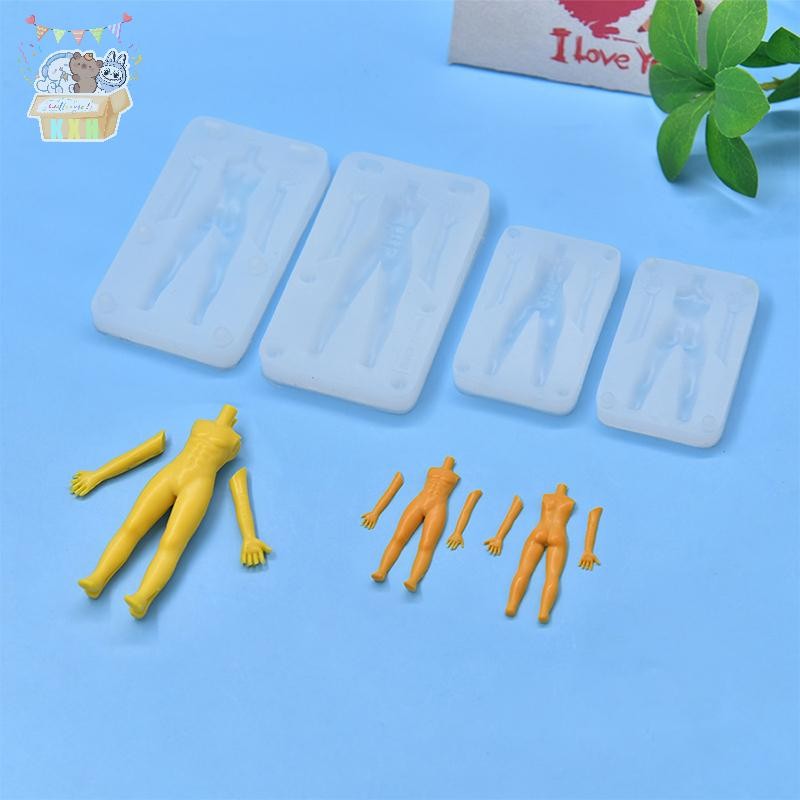 [KXH] 1 Bộ Đất Sét Polymer Nam Búp Bê Cơ Thể Torso Khuôn Silicon Fondant / Nhựa Đất Sét DIY Búp Bê Đ