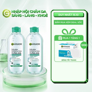 Bộ 2 nước Tẩy Trang sạch sâu & làm sạch tế bào da chết - Garnier Micellar Exfolliating Water 400mlX2