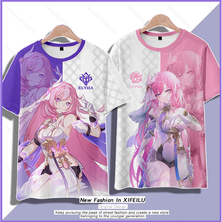 Áo Thun Cosplay Elysia từ Honkai Impact 3rd, In 3D, Phù Hợp Mặc Hàng Ngày