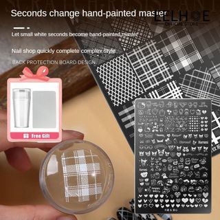 EELHOE 【QUÀ TẶNG】Khuôn in họa tiết bông tuyết họa tiết da báo hoạt hình KT in chuyển nhiệt cho tiệm làm móng