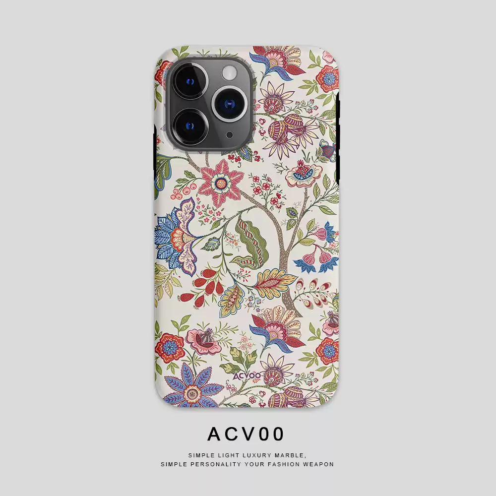 Retro Garden Flower Leaves Ốp Điện Thoại Có Thể Tháo Rời Hai Trong Một Tương Thích iPhone 17PROMAX X
