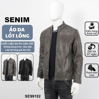  Áo khoác da lót lông nam áo da pu cao cấp phong cách biker chất liệu dày dặn mềm mại SE9915 