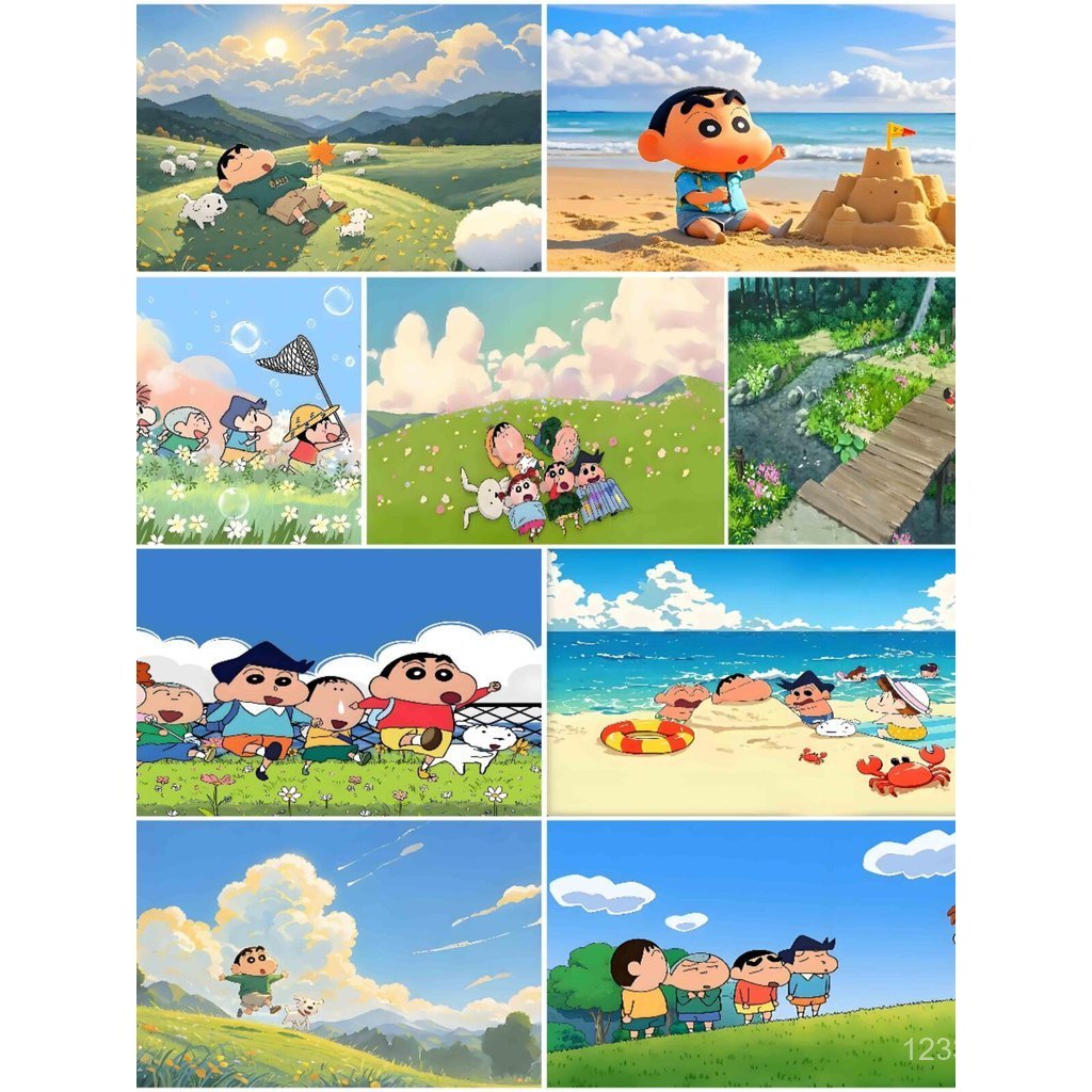 Mới Bể Cá Nền Miếng Dán Crayon Shin-Chan Bể Cá Cảnh Quan Trang Trí Tranh Bể Cá Cảnh Quan Trang Trí B