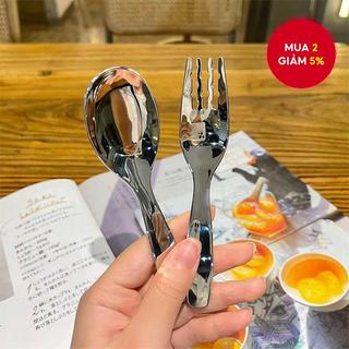 Bộ Thìa Và Nĩa Inox – Dụng Cụ Cầm Tay Ngắn Cho Trẻ Em Bữa Ăn Và Món Tráng Miệng