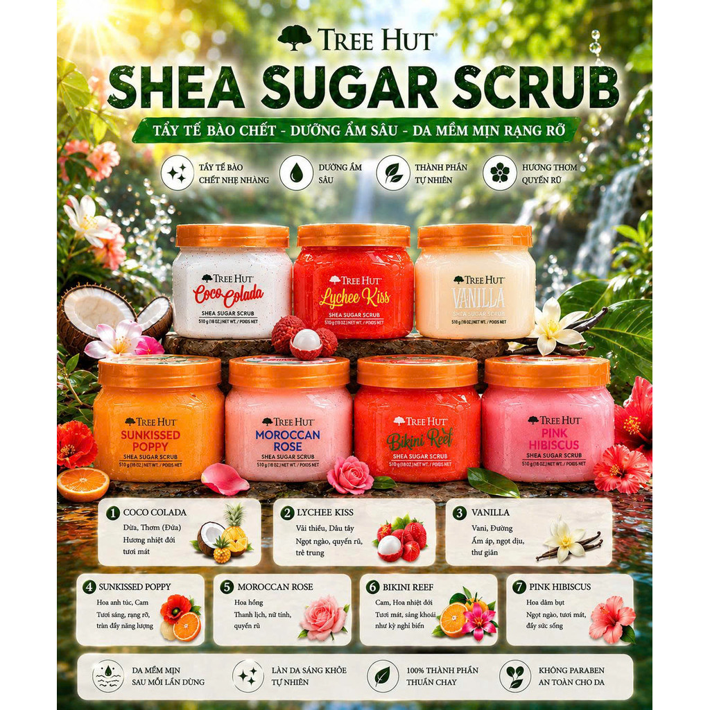 Tẩy Da Chết Thượng Hạng Tree Hut Shea Sugar Scrub 510g