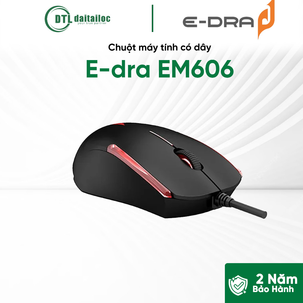 Chuột có dây E-dra EM606 đen led | Chính Hãng | Bảo Hành 2 Năm