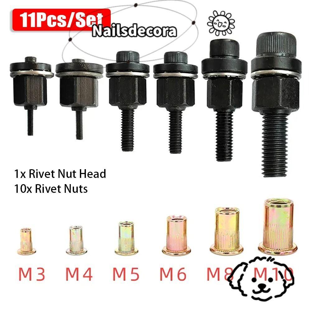 NAILS 11 Cái / bộ Dụng Cụ Đinh Tán Bằng Tay, Dành Cho Đinh Tán Nut Torch M3 M4 M5 M6 M8 M10 Tay Đinh