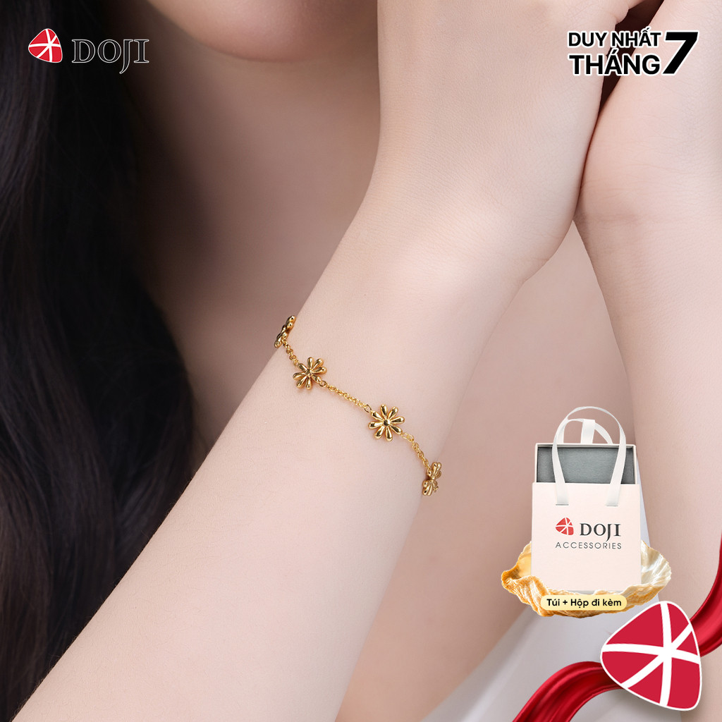 Lắc Tay nữ hình Bông hoa mềm mại mạ vàng cao cấp thiết kế thiên nhiên - DOJI