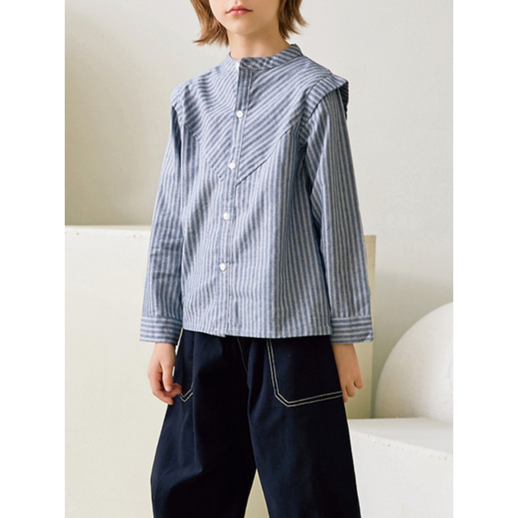 Little Meow Pattern BY200 Áo sơ mi dài tay cổ đứng dành cho trẻ em Họa tiết thiết kế hàng đầu của bé
