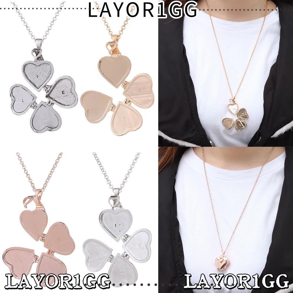 Vòng cổ LAYOR1GG, DIY Heart Photo Locket, Mặt dây chuyền trang sức kỷ niệm đám cưới cổ điển