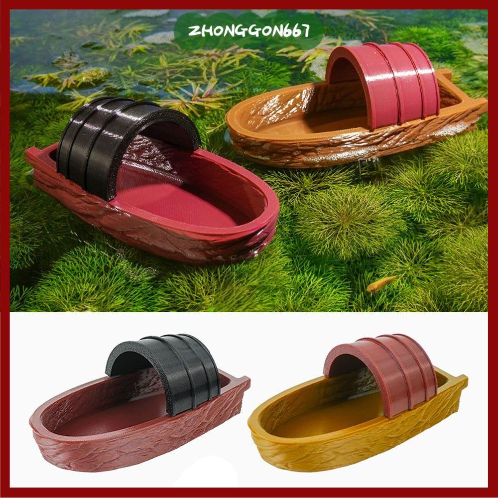 ZHONGGON67 Trang trí ao, Trang trí bể cá PETG nổi, Chất lượng cao Mini DIY Handmade Handmade Thuyền 