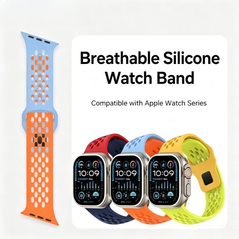 Dành Cho Apple Watch 49 44 45 41 38mm Dây Đeo Silicon Thoáng Khí Cho Apple Watch Series 9 8 7 6 SE3 