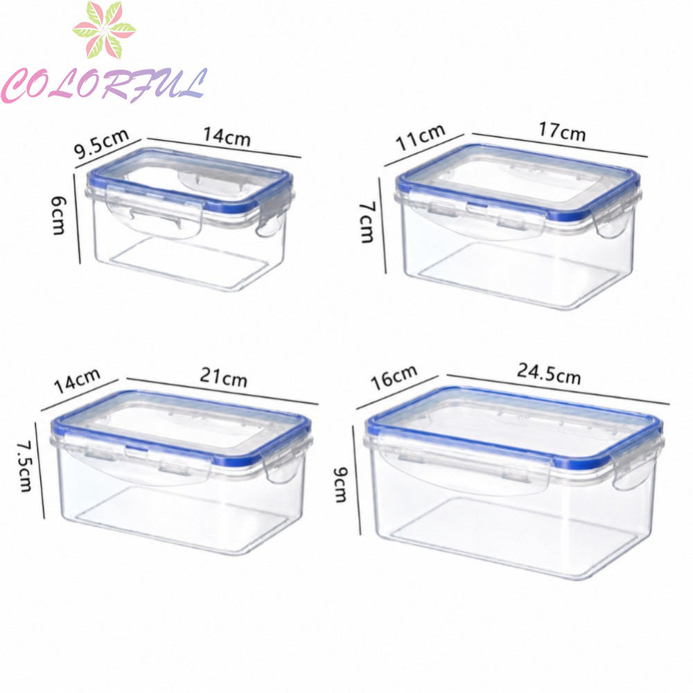 Transparent Lid Plastic Food Storage Set Microwave Safe Stackable Blue PP5 4 Pcs