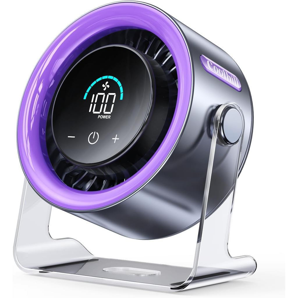Ventilador de Mesa USB para Quarto, 100 Velocidades, Display Digital, Silencioso, com Fluxo de Ar Tu