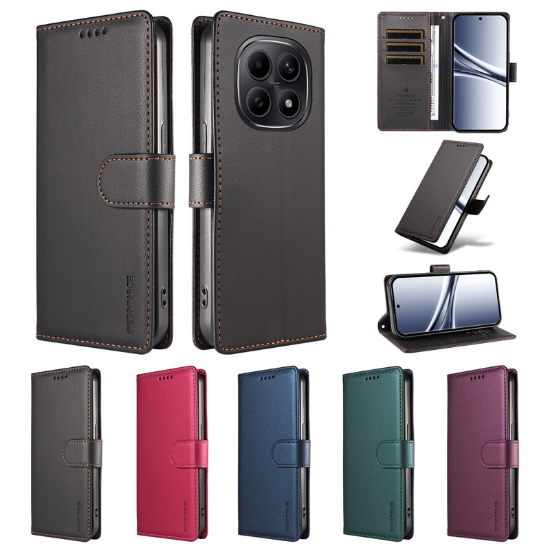 Vỏ màu đen cho Redmi Note 15 14 13 Pro 14s Turbo 5 Max 4 Pro 13 12 Vỏ ví da có đế lật