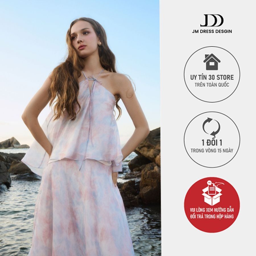 Áo hoạ tiết cutout cổ, dáng đổ 2R05.2403OG thiết kế bởi JM Dress Design