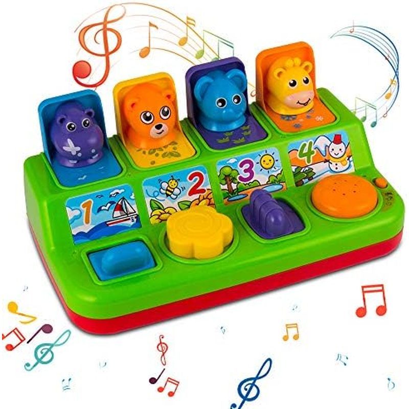 YEEBAY Interactive Pop Up Animals Toy with Music, Animal Sound, Activity Toys for Ages 9-12 - 18 Mon