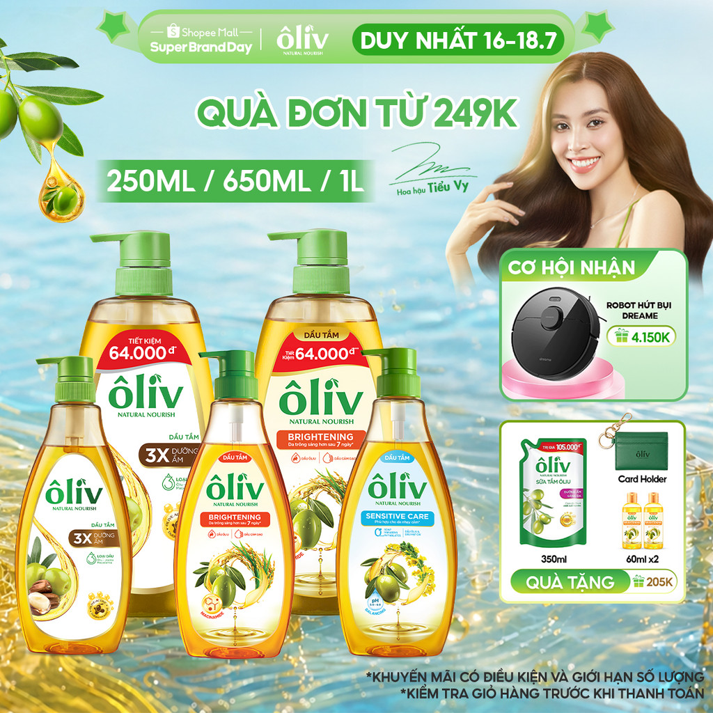 Dầu Tắm ÔLIV 3X Dưỡng Ẩm/Dưỡng Sáng Da/Dành Cho Làn Da Nhạy Cảm 250ML/650ML/1L