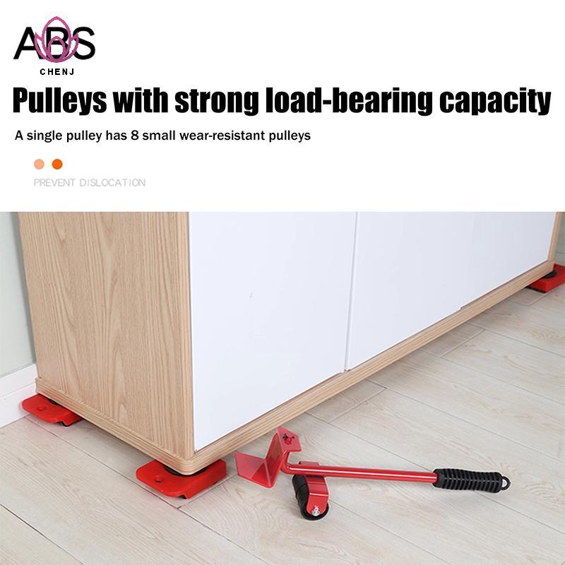 [CENJ] Bộ dụng cụ nâng đồ nội thất hạng nặng Bộ đồ nội thất Mover 4 Con lăn di chuyển 1 thanh bánh x