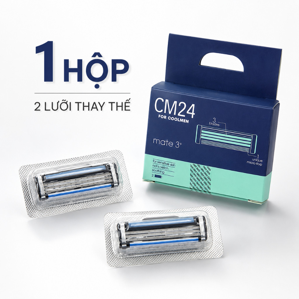 [QUÀ TẶNG KHÔNG BÁN] Hộp 2 lưỡi dao cạo 3+ thay thế Sắc Bén, cạo Êm Ru, Thay Thế CM24 for Coolmen