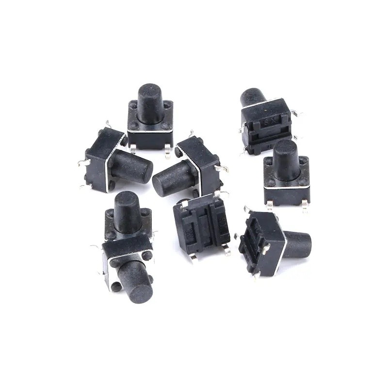 20 Chiếc Mini Nút Nhấn 6 * 6 * 8MM Công Tắc Nguồn Cảm Ứng Ánh Sáng Nhỏ Đen Miếng Dán Công Tắc Tắt 4F