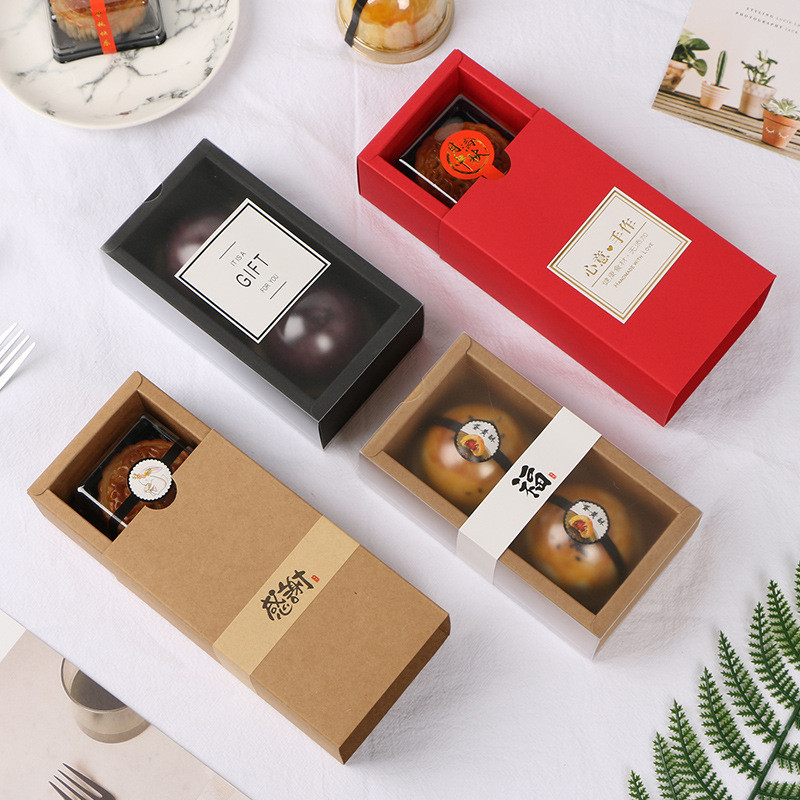 Đơn giản 80g 2 Cái Gói Trung Thu Da Tuyết Bánh Trung Thu Hộp Đóng Gói Trong Suốt Mờ Trứng Lòng Đỏ Bá