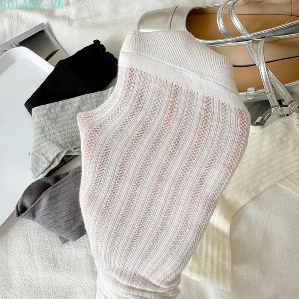 #ROYALLADY#Hollow Mesh Socks Polyester Cotton Blend Snug Flexible Fit Minimalist Design