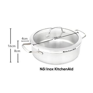 Nồi lẩu inox bếp từ Kitchenaid 26cm có nắp có thể kết hợp kèm xửng hấp