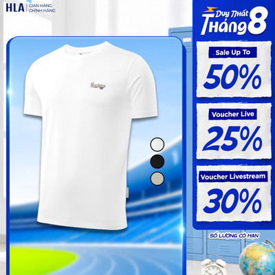 [GIẢM 50%] Áo thun nam HLA Sportsday co giãn thoáng khí logo basic, thấm hút nhanh, chất liệu mềm nhẹ